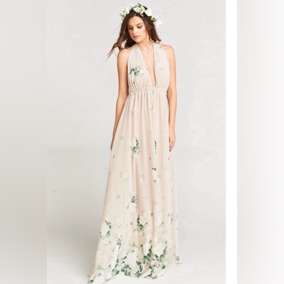Show Me Your MuMu Dresses & Skirts - Show‎ Me Your Mumu Luna Halter floral Maxi beige Dress Bouquet Toss XL